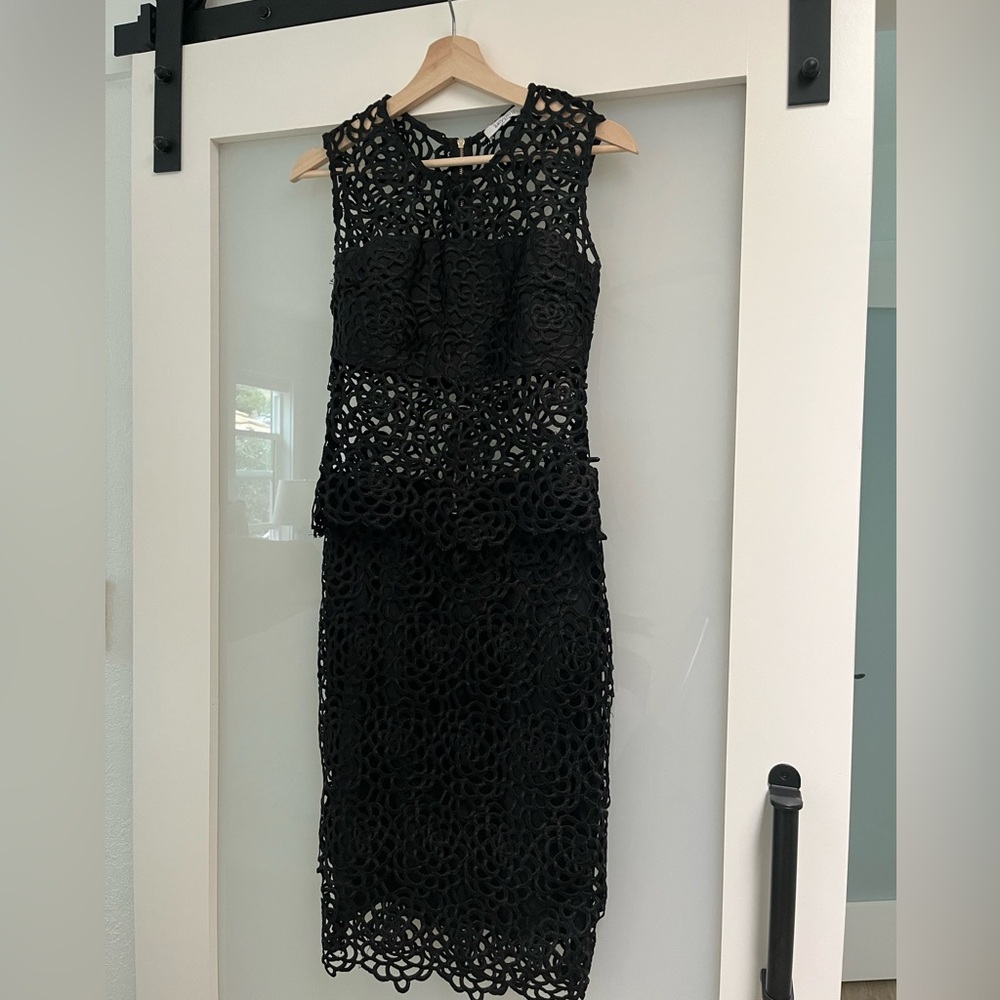 Lucy Paris Black Lace Midi Dress